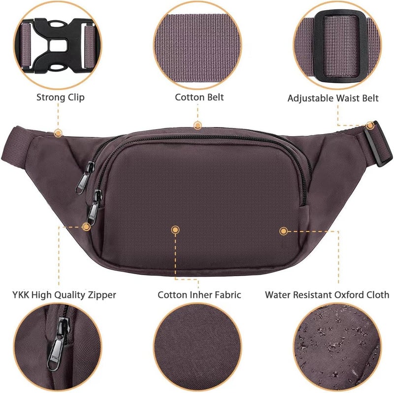 Syican Large Fanny Pack for Women Men - Waist bag with 3-Zipper Pockets, Gifts for Enjoy Sports Traveling Workout Casual Hands-Free crossbody bags Fits MAX 7.9'' iPad & 6.6'' Phone - Image 4